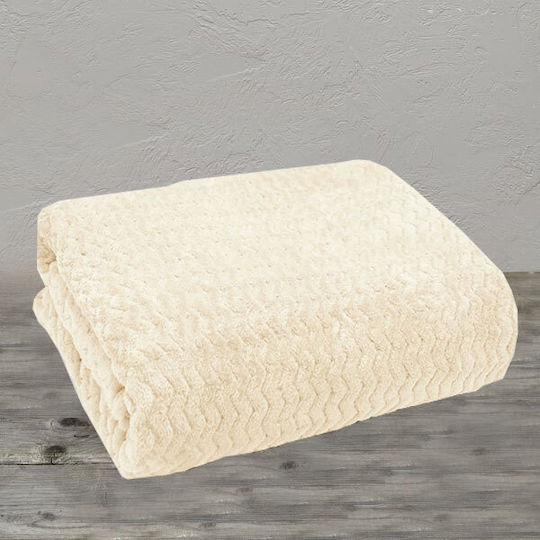 To megalo pazari Blanket Fleece Super Double 220x230cm Ecru