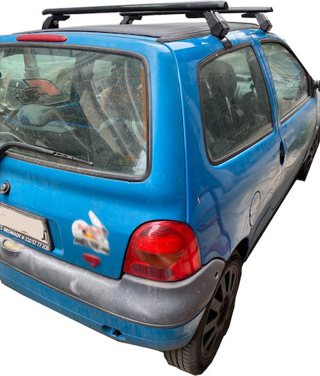 Hermes Μπάρες Οροφής Αλουμινίου για Renault Twingo (Σετ με πόδια) Μαύρες