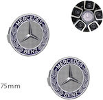 Factory Wheel Center Caps Mercedes Benz with 75mm Internal Diameter Black 2pcs