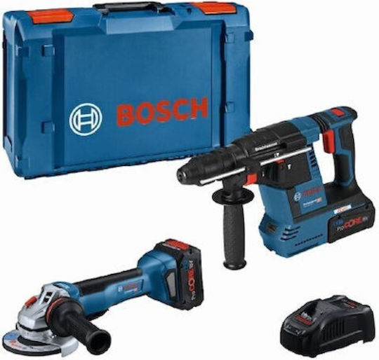 Bosch 0615990N33 Set Angle Wheel & Hammer 18V with 2 Batteries 5.5Ah and Case