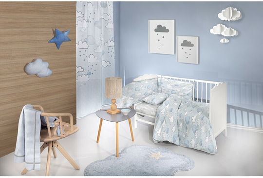 Guy Laroche cloudy Set Baby Bettlaken Für Krippe Baumwolle Hellblau 115x170cm 3Stück