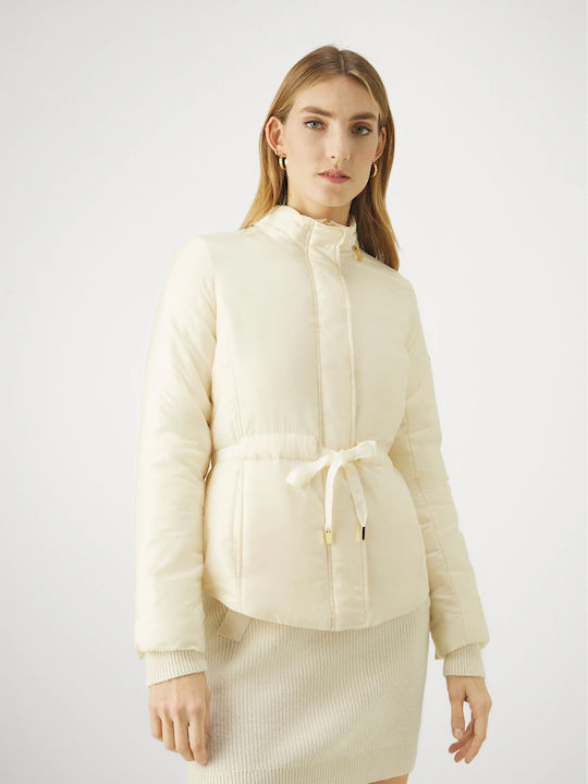 Michael Kors Women's Short Puffer Jacket for Winter Beige