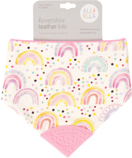 All4Ella Αδιάβροχη Σαλιάρα Υφασμάτινη με Κουμπί Rainbow για 6 m+