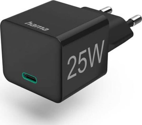 HAMA Φορτιστής Χωρίς Καλώδιο με Θύρα USB-C 25W Power Delivery Μαύρος (00201651)