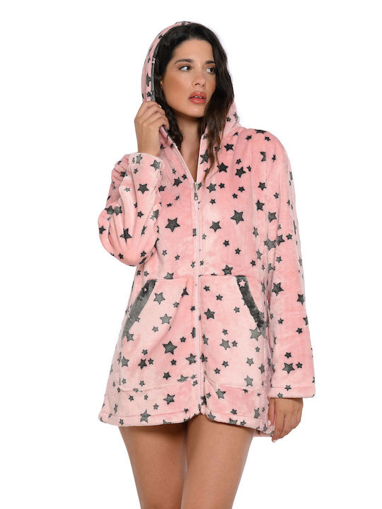 Clio Lingerie Winter Damen Vlies Robe Rose