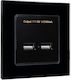 Elmark Walled Power Socket with 2 USB Ports Black