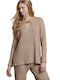 Matis Fashion Women's Long Sleeve Crop Sweater Beige