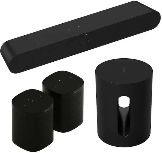 Sonos Heimkino-Lautsprecherset 5.1 Immersive Set Schwarz mit kabellosen Lautsprechern Ray & Sub Mini & 2x One SL Translation: Ray & Sub Mini & 2x One SL