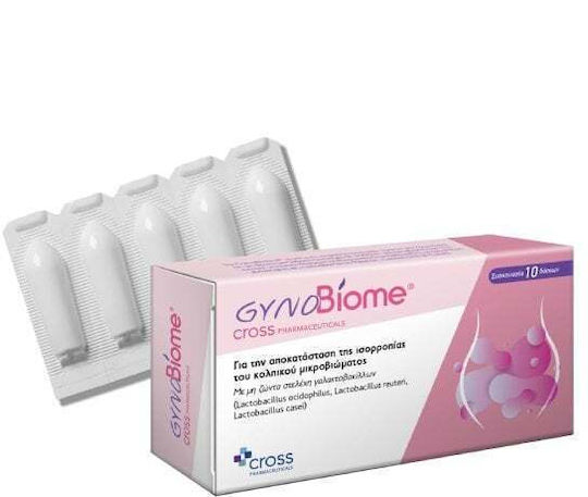 Cross Pharmaceuticals Gynobiome Κολπικά Υπόθετα 10 τμχ