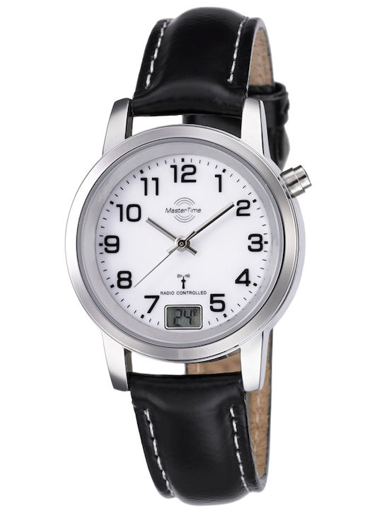 Master Time Ανδρικό Ρολόι 34mm Μπαταρίας με Μαύρο Δερμάτινο Λουράκι