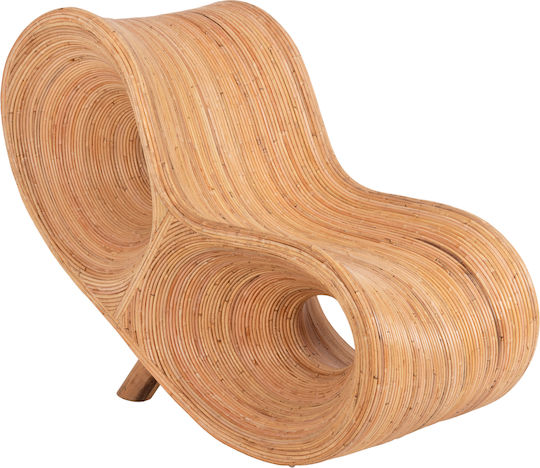 Πολυθρόνα Εξωτερικού Χώρου Rattan Curvy Lounge Φυσική 63x128x97εκ.