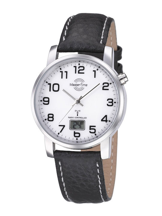Master Time Αναλογικό/Ψηφιακό Ανδρικό Ρολόι 41mm Μπαταρίας με Μαύρο Δερμάτινο Λουράκι