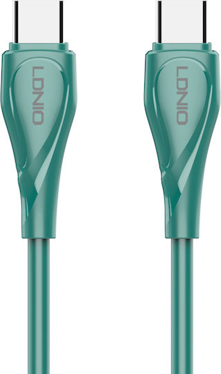 Ldnio USB 2.0 Cable USB-C Male - USB-C 65W PD Green 1m LC611C