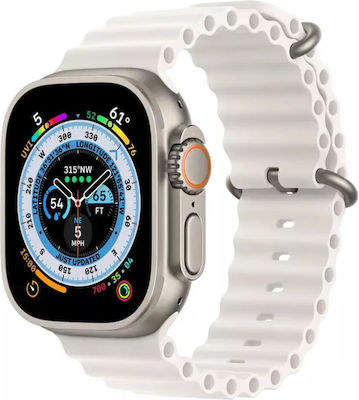 Microwear T800 Ultra 49mm Smartwatch με Παλμογράφο (Λευκό)