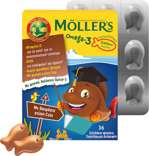 Möller’s Omega-3 Ζελεδάκια Ψαράκια Cola 36 Ζελεδάκια