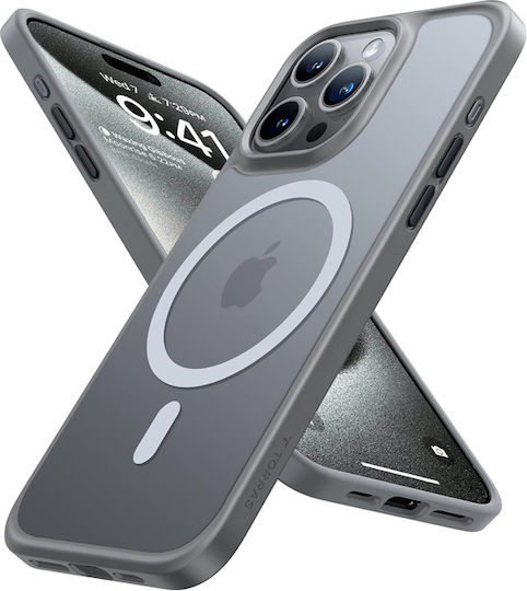 Torras Umschlag Rückseite Silikon Gray (iPhone 15 Pro Max)