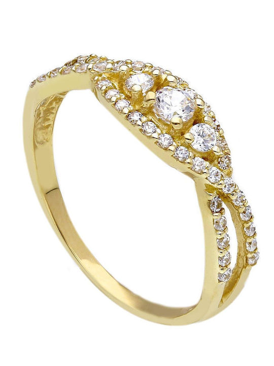 Mentzos Дамски Пръстен с Циркони от Злато 14K