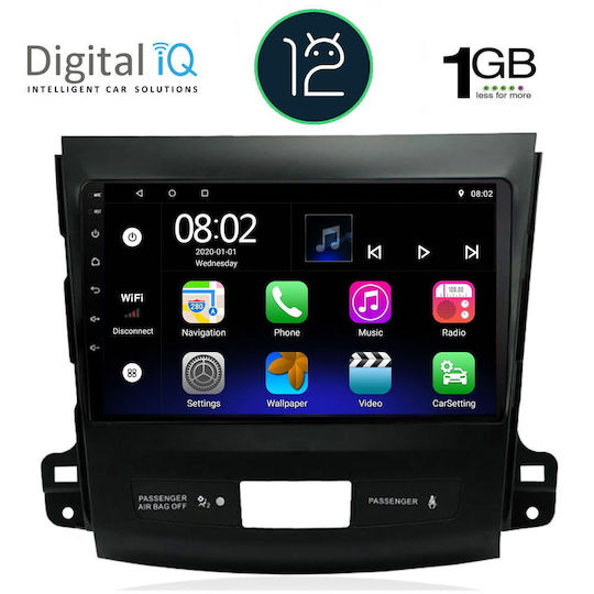 Digital IQ Car Audio System for Peugeot 4007 Mitsubishi Outlander Citroen C-Crosser 2006-2012 (Bluetooth/USB/WiFi/GPS/Apple-Carplay/Android-Auto) with Touch Screen 9"