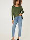 BSB Women's Long Sleeve Sweater with V Neckline GREEN FOREST