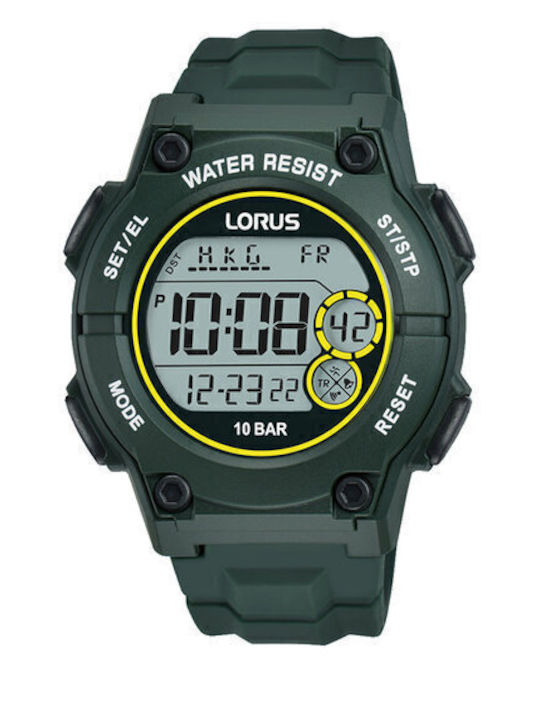 Lorus Analog/Digital Men's Watch 42mm Chronograph Battery with Green Rubber Strap