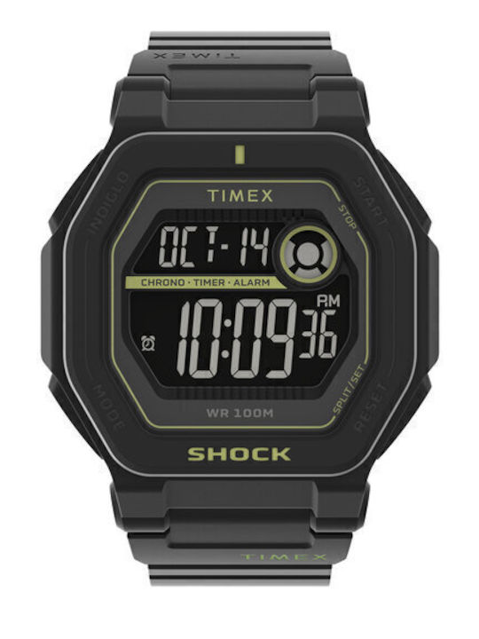 Timex Ανδρικό Ρολόι 45mm Μπαταρίας με Μαύρο Καουτσούκ Λουράκι