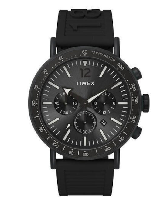 Timex Мъжки Часовник 43мм Хронограф На батерия с Черен Каучукова Каишка