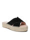 Hamptons Damenplattformen in Stil Espadrilles Schwarz