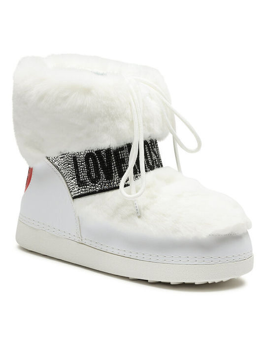 Moschino Γυναικείες Μπότες Χιονιού Λευκές