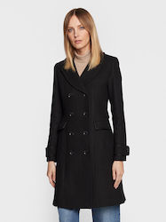 Naf Naf Women's Wool Midi Coat with Buttons Black
