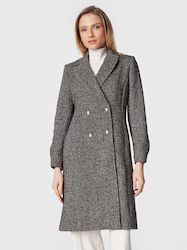 Naf Naf Women's Wool Midi Coat with Buttons Gray