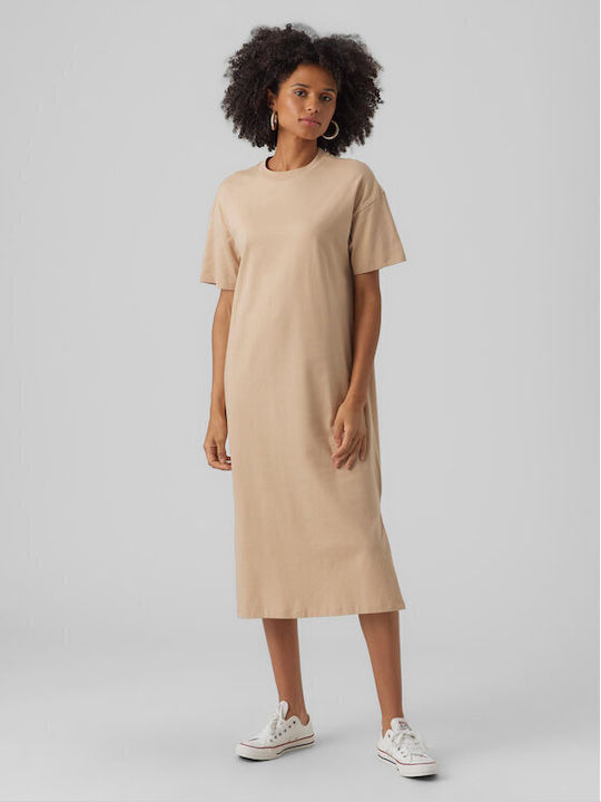 Vero Moda Summer Midi Dress Beige