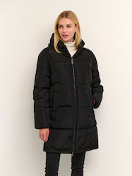 Kaffe Women's Short Puffer Jacket for Winter with Hood Black