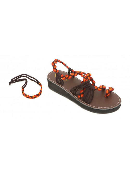 Twist Damen Flache Sandalen in Orange Farbe