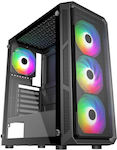 Supercase 19a Series Hermes Gaming Midi-Turm Computergehäuse mit RGB-Beleuchtung Schwarz