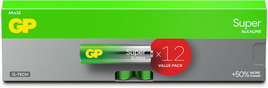 GP Batteries Super Αλκαλικές Μπαταρίες AA 1.5V 12τμχ