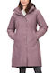 Women's Short Puffer Jacket Waterproof for Winter with Hood Lilacc