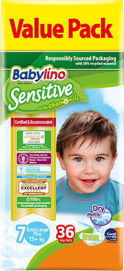 Babylino Πάνες με Αυτοκόλλητο Sensitive No. 7 για 15+kg 36τμχ