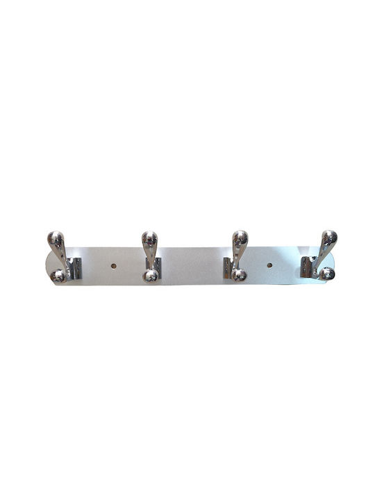 Import Hellas Wall Hanger 011 Metal 8 Hooks Silver IM.011 28x4cm