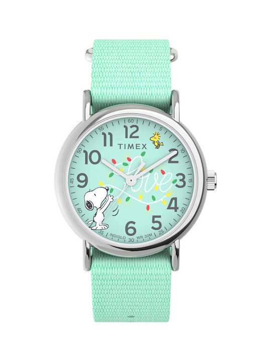Timex Weekender Watch with Turquoise Fabric Strap