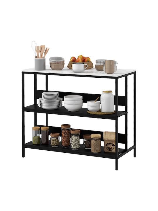 HomCom HomCom Kitchen Rack Metallic 3 Tiers Black 100x50x90cm