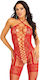 Leg Avenue Sexy Bodystockings Gittermuster mit Offenem Schritt Rot