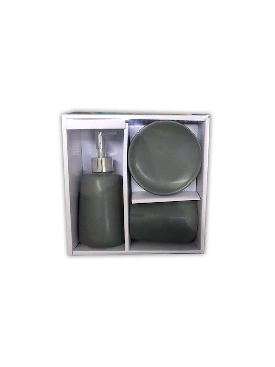 Chios Hellas Badezimmer-Accessoire-Set Keramik Gray 3Stück