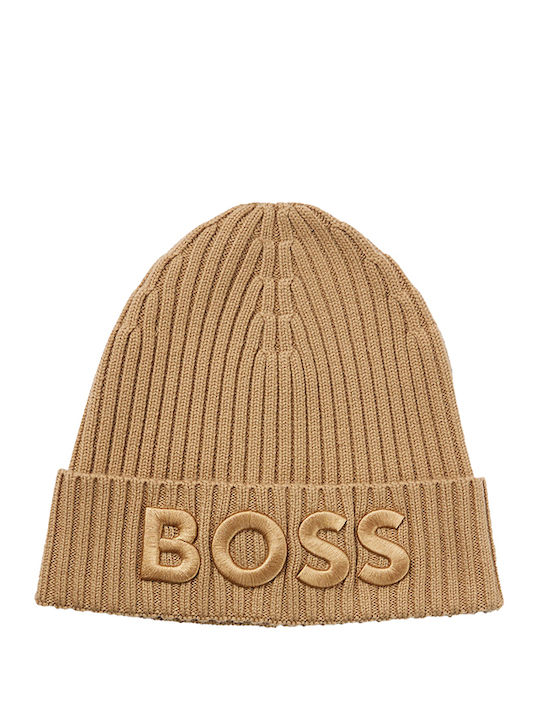 Hugo Boss Beanie Γυναικείος Σκούφος Πλεκτός σε Μπεζ χρώμα