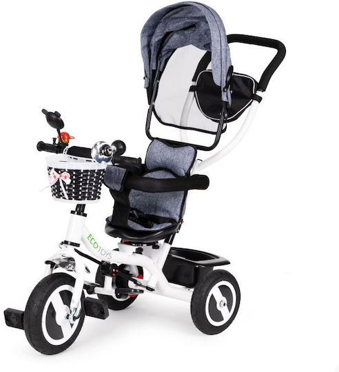 Ecotoys Τρίκυκλο Ποδήλατο με Χειρολαβή Γονέα για 1-5 Ετών Γκρι