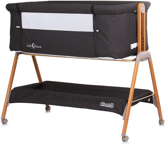 Chipolino Cradle Sweet Dreams with Mattress and Wheels Graphite Wood
