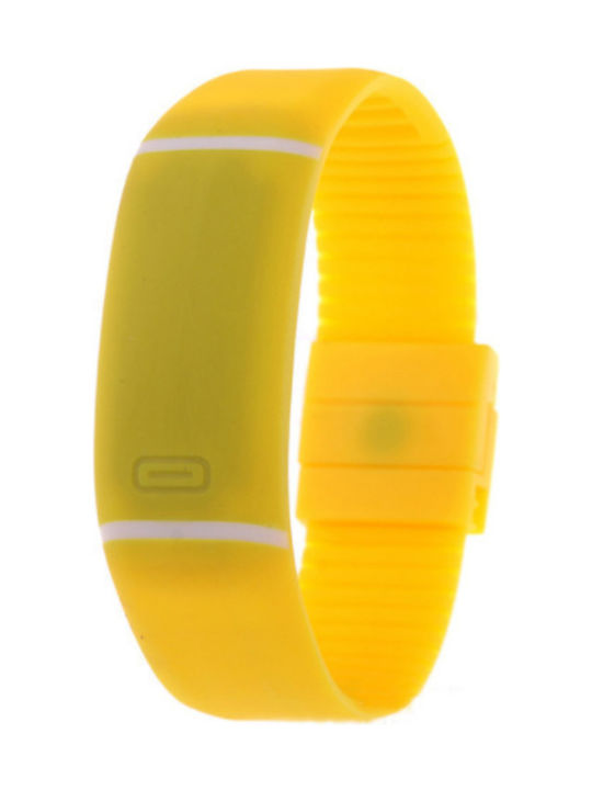 Led Kinder Digitaluhr mit Kautschuk/Plastik Armband Gelb