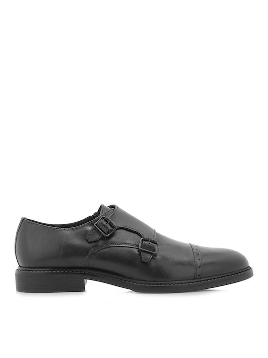 La Cuoieria Men's Leather Monk Shoes Black