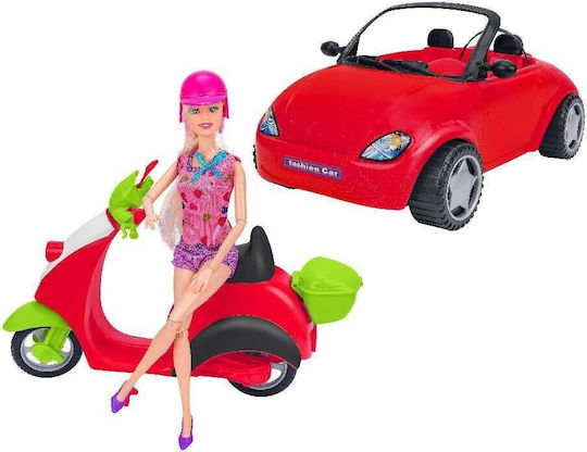 Globo Doll Set With Car And Scooter Bimbo Olly Doll Vehicle