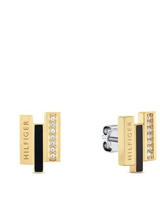 Tommy Hilfiger Earrings made of Steel Gold Plated with Stones