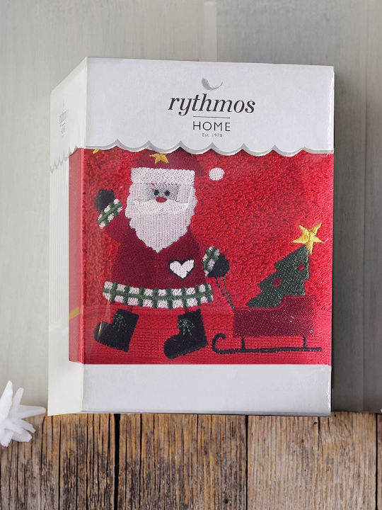 Rythmos Facecloth Christmas 50x90cm Red Weight 500gr/m²